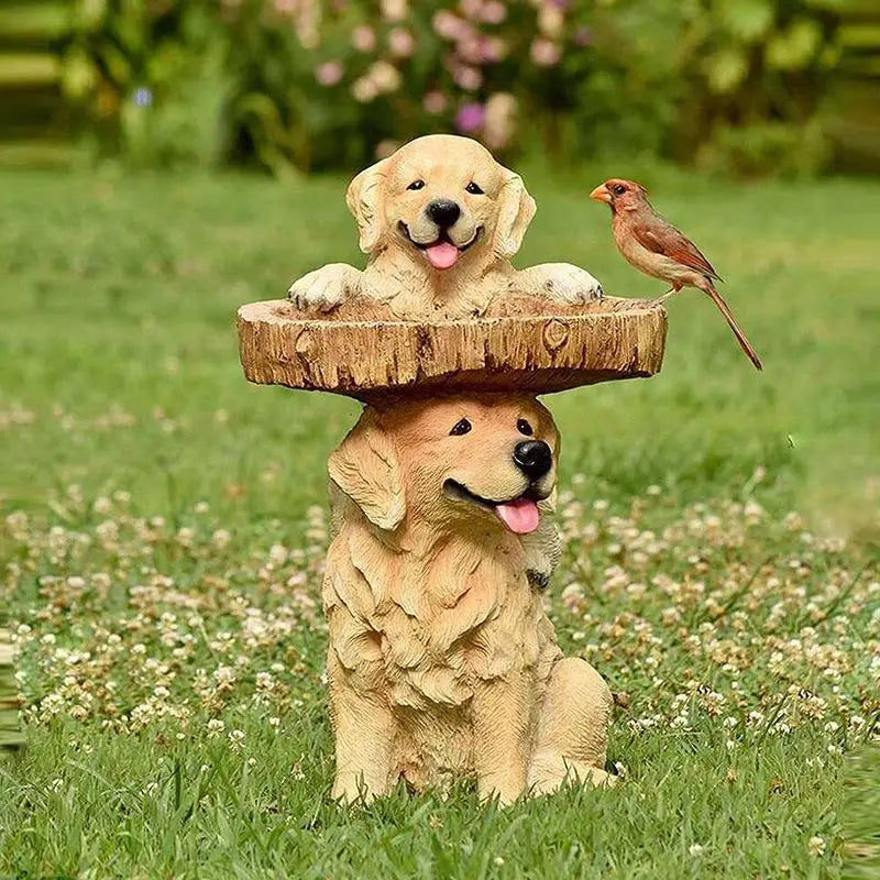 Garden Bird Bath Animal Raccoon Fox Puppy Cock Hedgehog Frog Sunflower Resin Bird Feeder Garden Decoration Outdoor