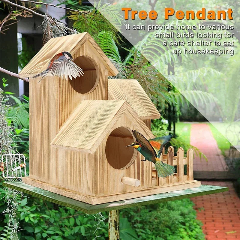 Wild Wooden Bird House Outdoor Garden Courtyard Creative Bird Rest Nest Mountable Nesting Box Bird Breeding Box