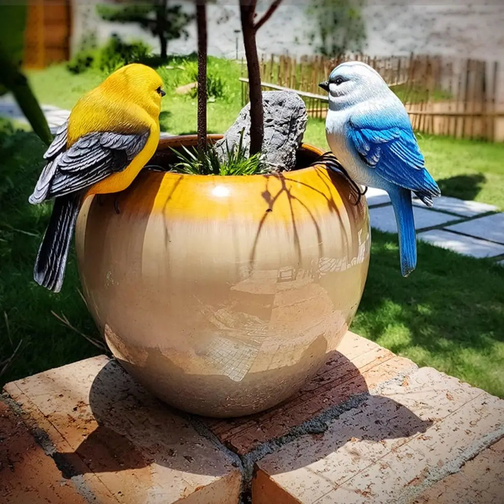 Garden Decor Resin Bird Ornament Decorative Cute Animal Statue Simulation Miniatures Sculpture Flower Pot