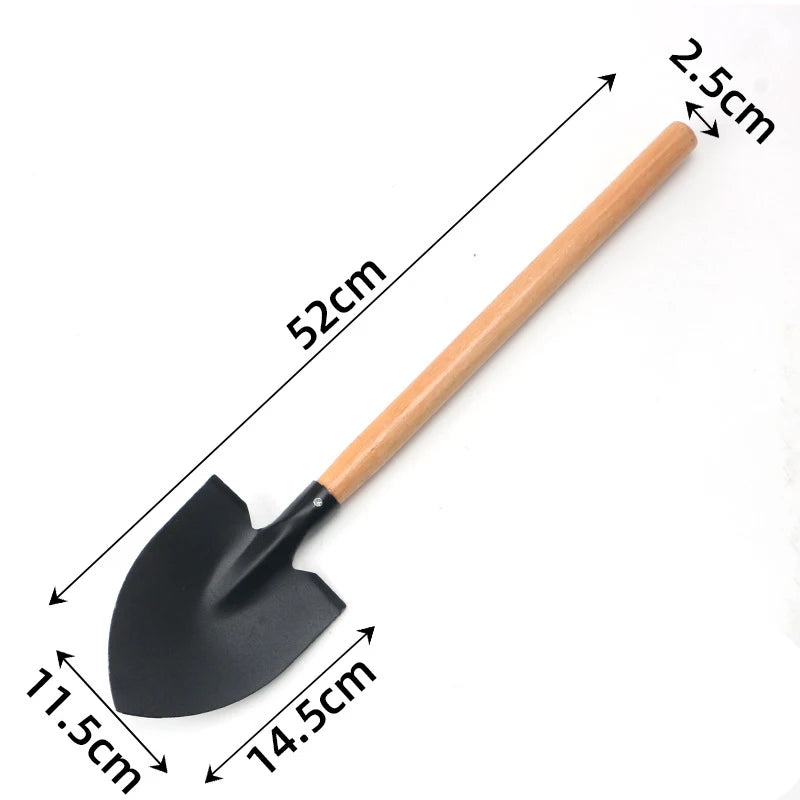 1Pcs Soil Digging Shovel With Wooden Handle Portable Steel Hand Spade For Planting Vegetable Removing Snow Agricultural Tool