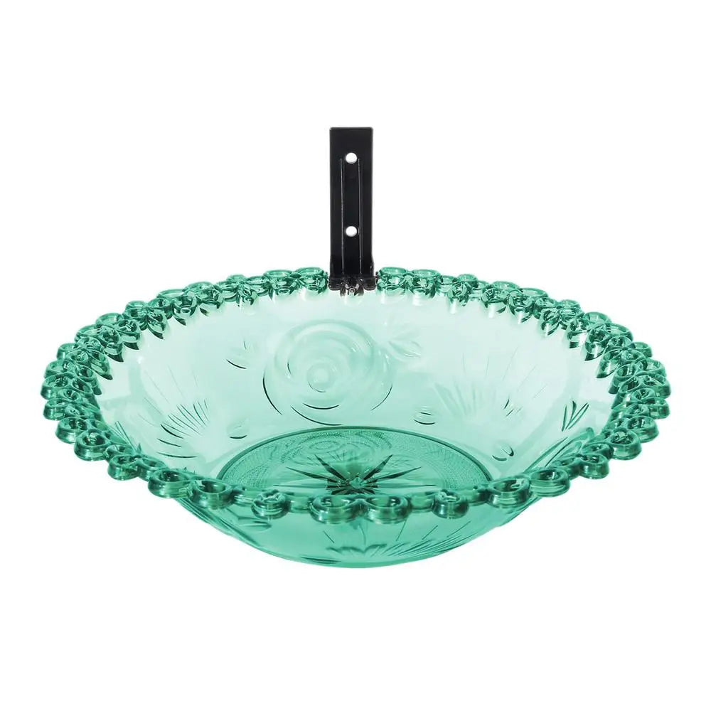 Garden Bird Bath 9 Inches Wall Mounted Outdoor Bird Bath Transparent Hangable Water Feeding Basin Flower-Shaped Statue For