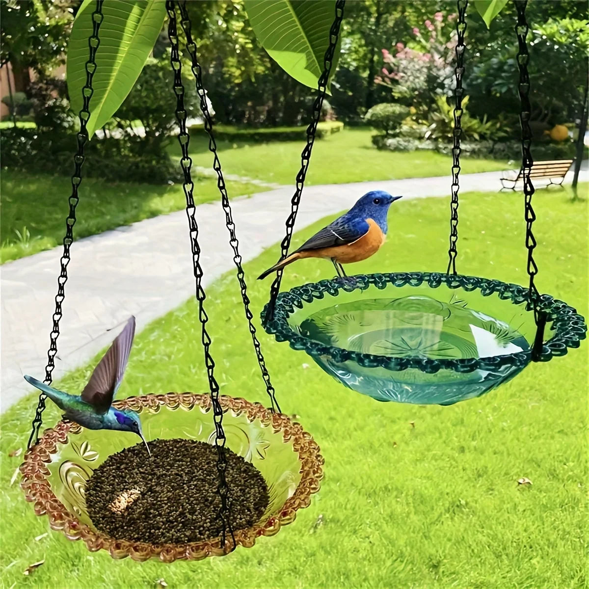 Hanging Bird Bath Hanging Bird-Feeder- Garden BirdBath Tray Wildlife Feeder Plate Water Bowl or Water Bowl for Garden Decoration