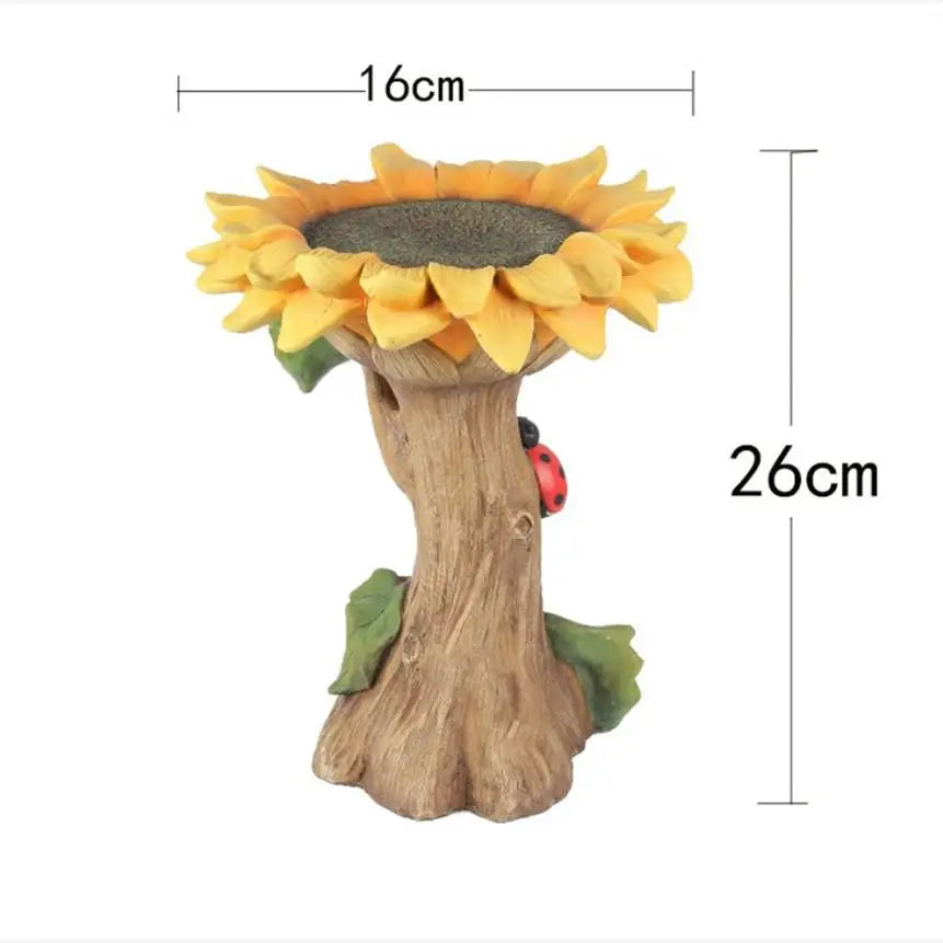 Garden Bird Bath Animal Raccoon Fox Puppy Cock Hedgehog Frog Sunflower Resin Bird Feeder Garden Decoration Outdoor