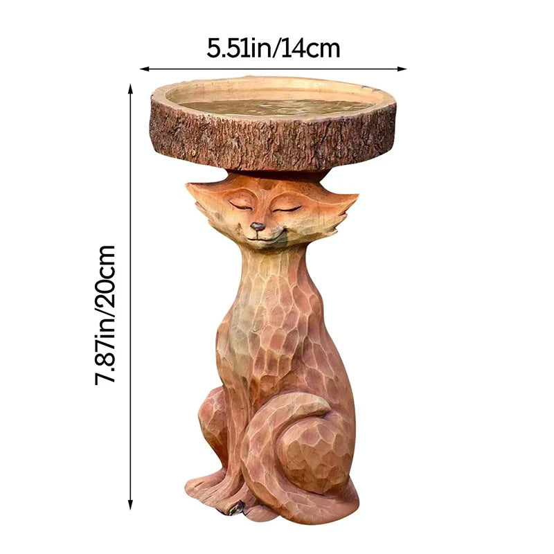Garden Bird Bath Animal Raccoon Fox Puppy Cock Hedgehog Frog Sunflower Resin Bird Feeder Garden Decoration Outdoor