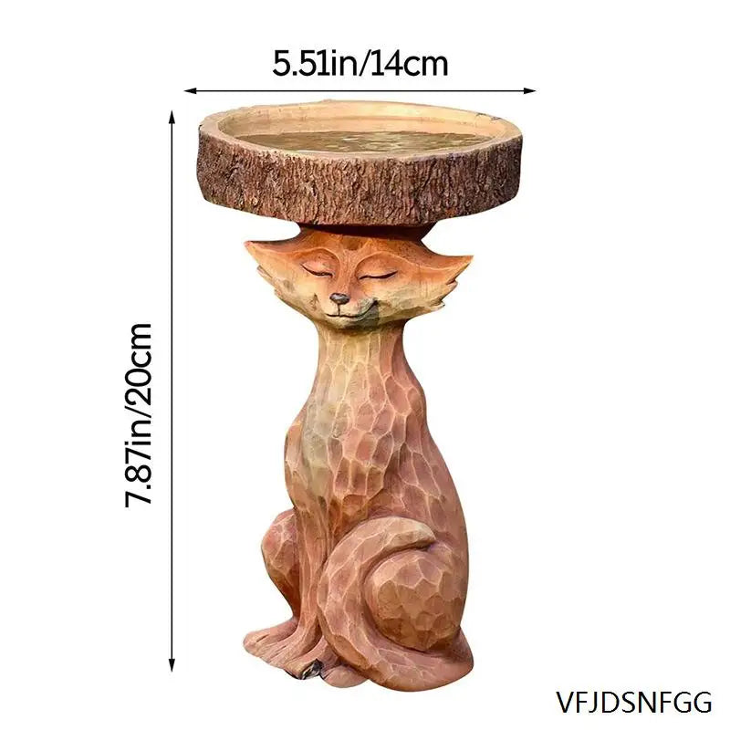 Garden Bird Bath Animal Raccoon Fox Puppy Cock Hedgehog Frog Sunflower Resin Bird Feeder Garden Decoration Outdoor
