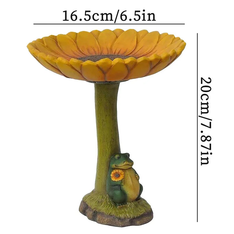 Garden Bird Bath Animal Raccoon Fox Puppy Cock Hedgehog Frog Sunflower Resin Bird Feeder Garden Decoration Outdoor