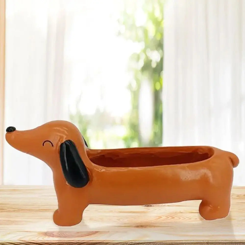 Garden Decor Resin Dog Plant Pot Cute Simulated Dachshund Flower Pot Cartoon Hydroponic Flower Holder Green Plants Potted