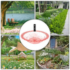 Garden Bird Bath 9 Inches Wall Mounted Outdoor Bird Bath Transparent Hangable Water Feeding Basin Flower-Shaped Statue For