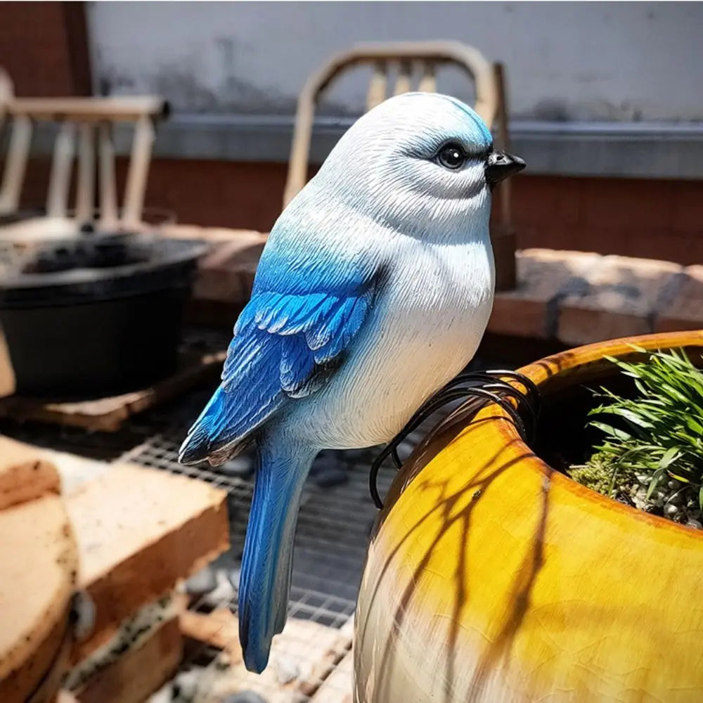 Garden Decor Resin Bird Ornament Decorative Cute Animal Statue Simulation Miniatures Sculpture Flower Pot