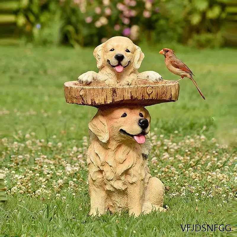 Garden Bird Bath Animal Raccoon Fox Puppy Cock Hedgehog Frog Sunflower Resin Bird Feeder Garden Decoration Outdoor