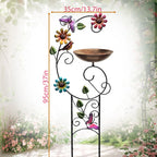 Bird Bath with Trellis Outdoor, Garden Trellis with Detachable Bird Bowl Metal Potted Plants Support for Climbing Flowers