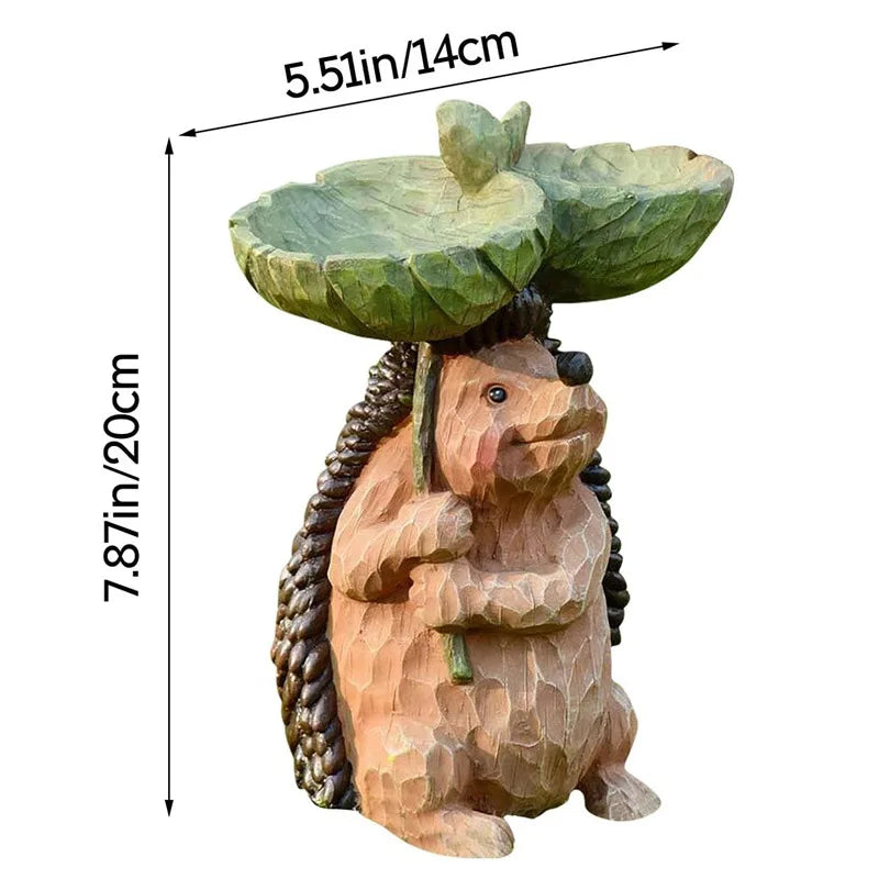 Garden Bird Bath Animal Raccoon Fox Puppy Cock Hedgehog Frog Sunflower Resin Bird Feeder Garden Decoration Outdoor