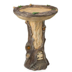 Full-Size Fairy Garden Birdbath Wood-Look Resin Landscape Accent For Home And Garden