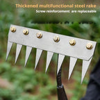 5/6/7/8 Teeth Garden Rakes Weeding Tool Hand Agricultural Nail Harrow Metal Harrow Effortless Soil Turning Farming Tools