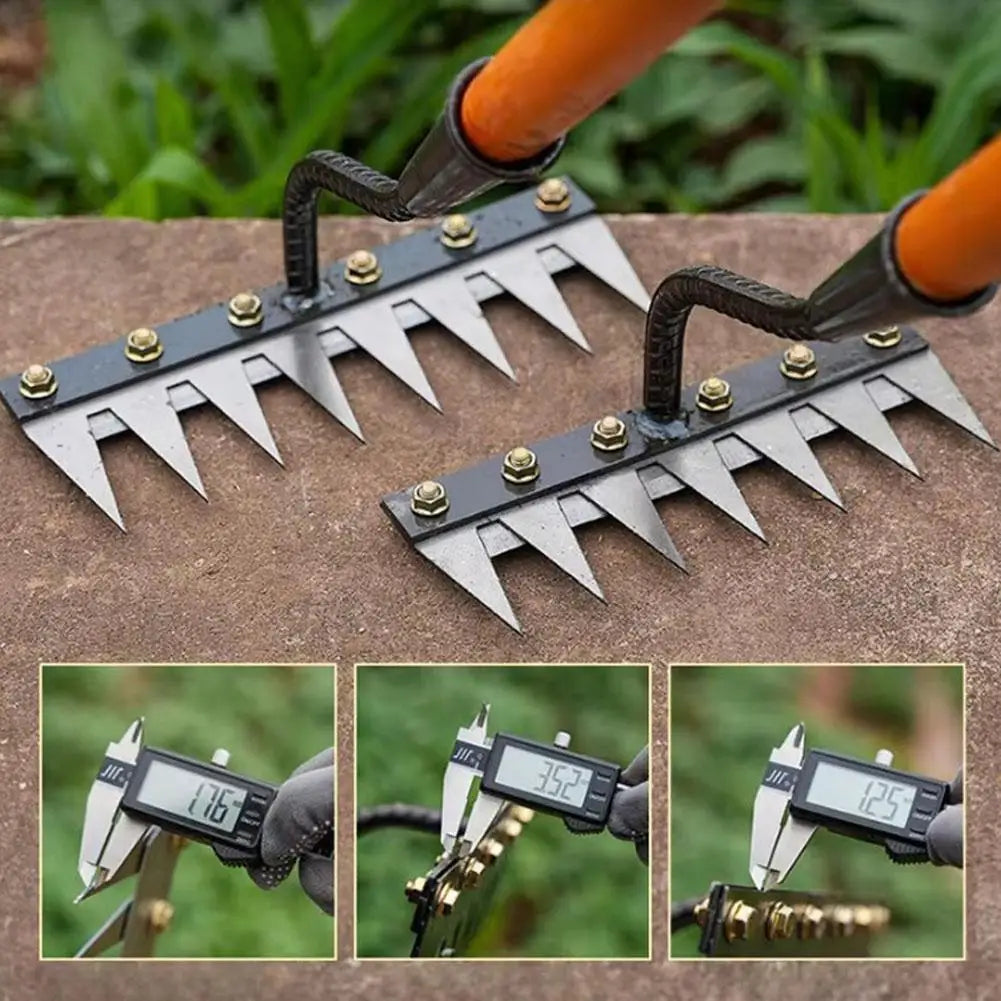 5/6/7/8 Teeth Garden Rakes Weeding Tool Hand Agricultural Nail Harrow Metal Harrow Effortless Soil Turning Farming Tools