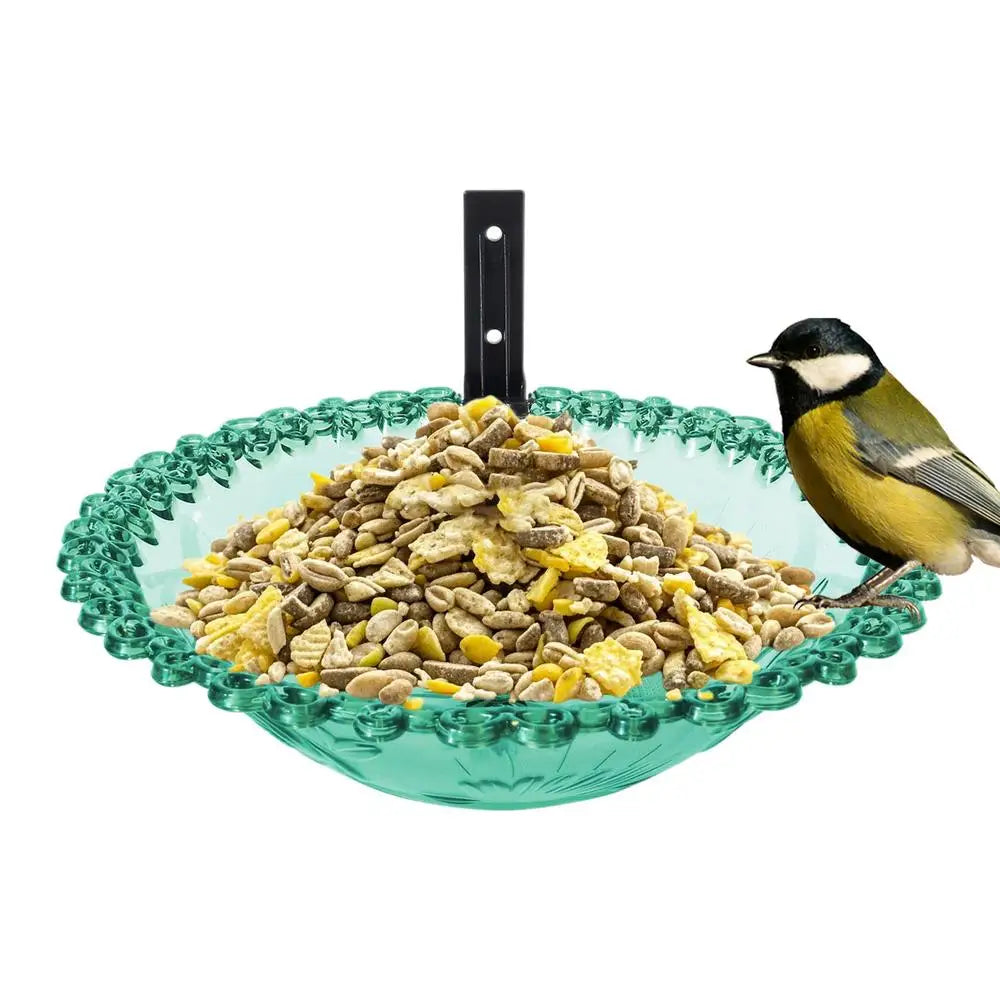 Garden Bird Bath 9 Inches Wall Mounted Outdoor Bird Bath Transparent Hangable Water Feeding Basin Flower-Shaped Statue For