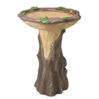 Full-Size Fairy Garden Birdbath Wood-Look Resin Landscape Accent For Home And Garden