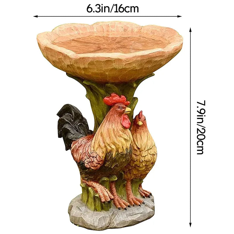 Garden Bird Bath Animal Raccoon Fox Puppy Cock Hedgehog Frog Sunflower Resin Bird Feeder Garden Decoration Outdoor
