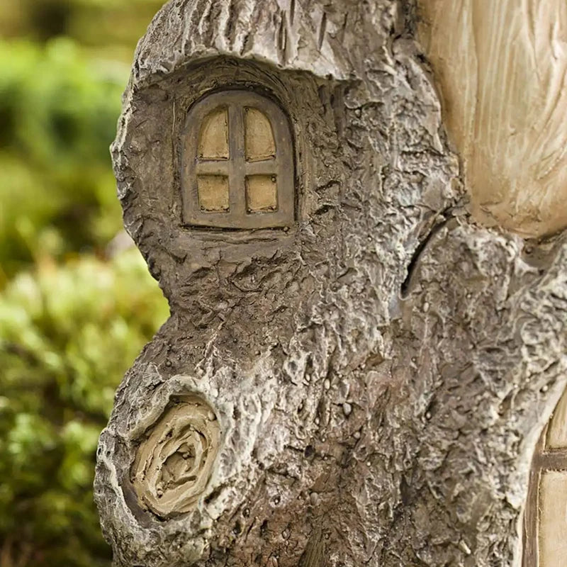 Full-Size Fairy Garden Birdbath Wood-Look Resin Landscape Accent For Home And Garden