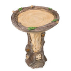 Full-Size Fairy Garden Birdbath Wood-Look Resin Landscape Accent For Home And Garden