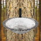 Garden Bird Bath 9 Inches Wall Mounted Outdoor Bird Bath Transparent Hangable Water Feeding Basin Flower-Shaped Statue For