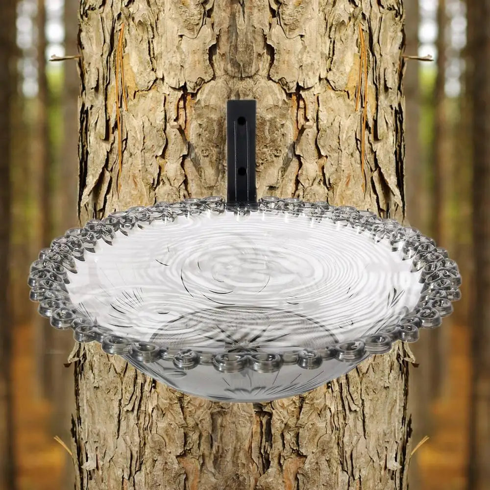 Garden Bird Bath 9 Inches Wall Mounted Outdoor Bird Bath Transparent Hangable Water Feeding Basin Flower-Shaped Statue For