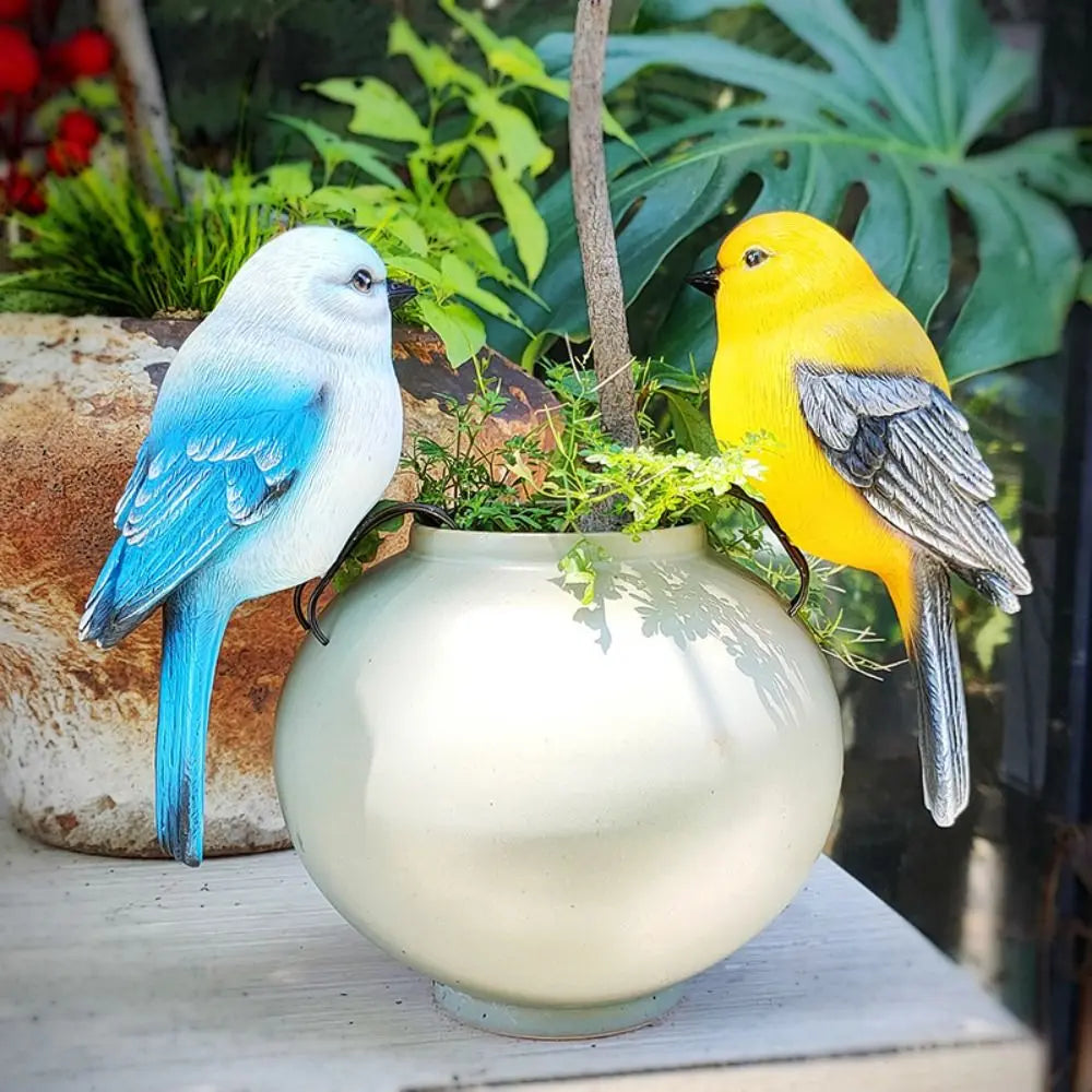 Garden Decor Resin Bird Ornament Decorative Cute Animal Statue Simulation Miniatures Sculpture Flower Pot