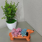 Garden Decor Resin Dog Plant Pot Cute Simulated Dachshund Flower Pot Cartoon Hydroponic Flower Holder Green Plants Potted