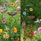 Bird Bath with Trellis Outdoor, Garden Trellis with Detachable Bird Bowl Metal Potted Plants Support for Climbing Flowers