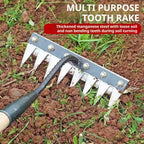 5/6/7/8 Teeth Garden Rakes Weeding Tool Hand Agricultural Nail Harrow Metal Harrow Effortless Soil Turning Farming Tools