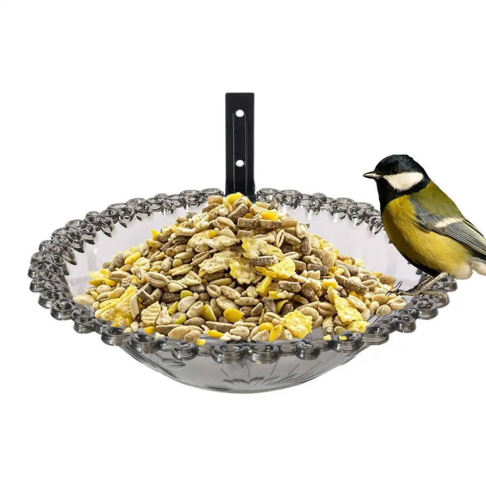 Garden Bird Bath 9 Inches Wall Mounted Outdoor Bird Bath Transparent Hangable Water Feeding Basin Flower-Shaped Statue For
