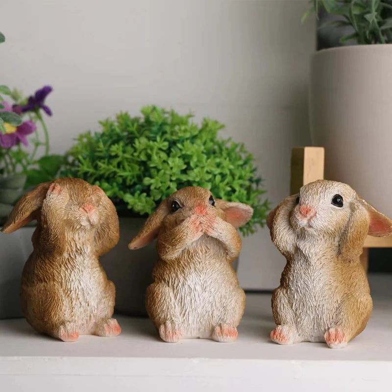 Easter Bunny Garden Decoration - Cute Bunny Resin Craft For Outdoor & Indoor, Tabletop Easter Decorm12k