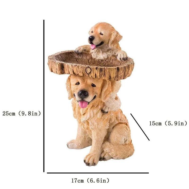 Garden Bird Bath Animal Raccoon Fox Puppy Cock Hedgehog Frog Sunflower Resin Bird Feeder Garden Decoration Outdoor