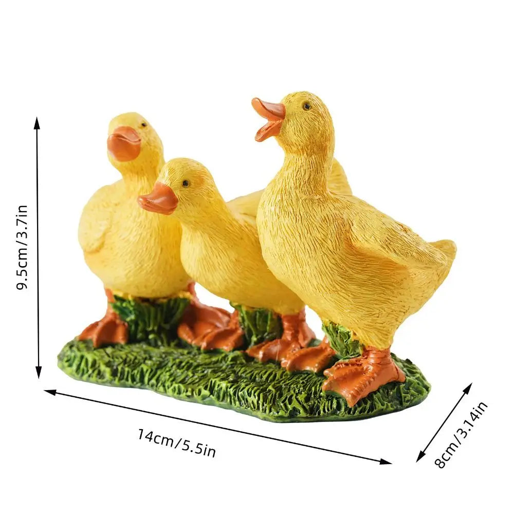 Garden Decor Resin Three Ducks Statue Decorative Cute Ducks Sculpture Cartoon Animal Miniatures Figurine Garden