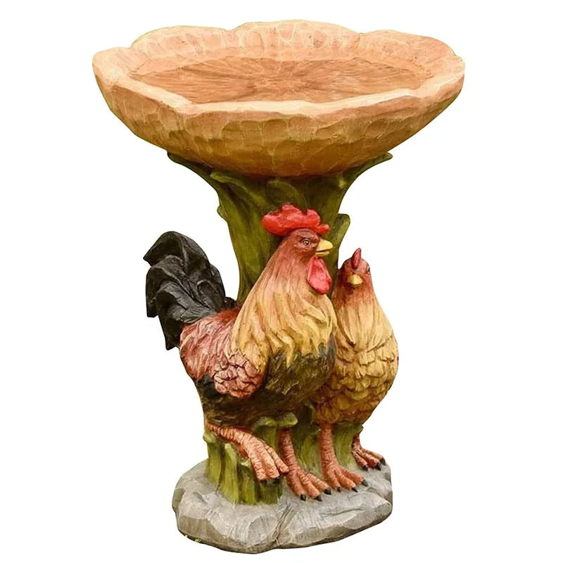 Garden Bird Bath Animal Raccoon Fox Puppy Cock Hedgehog Frog Sunflower Resin Bird Feeder Garden Decoration Outdoor