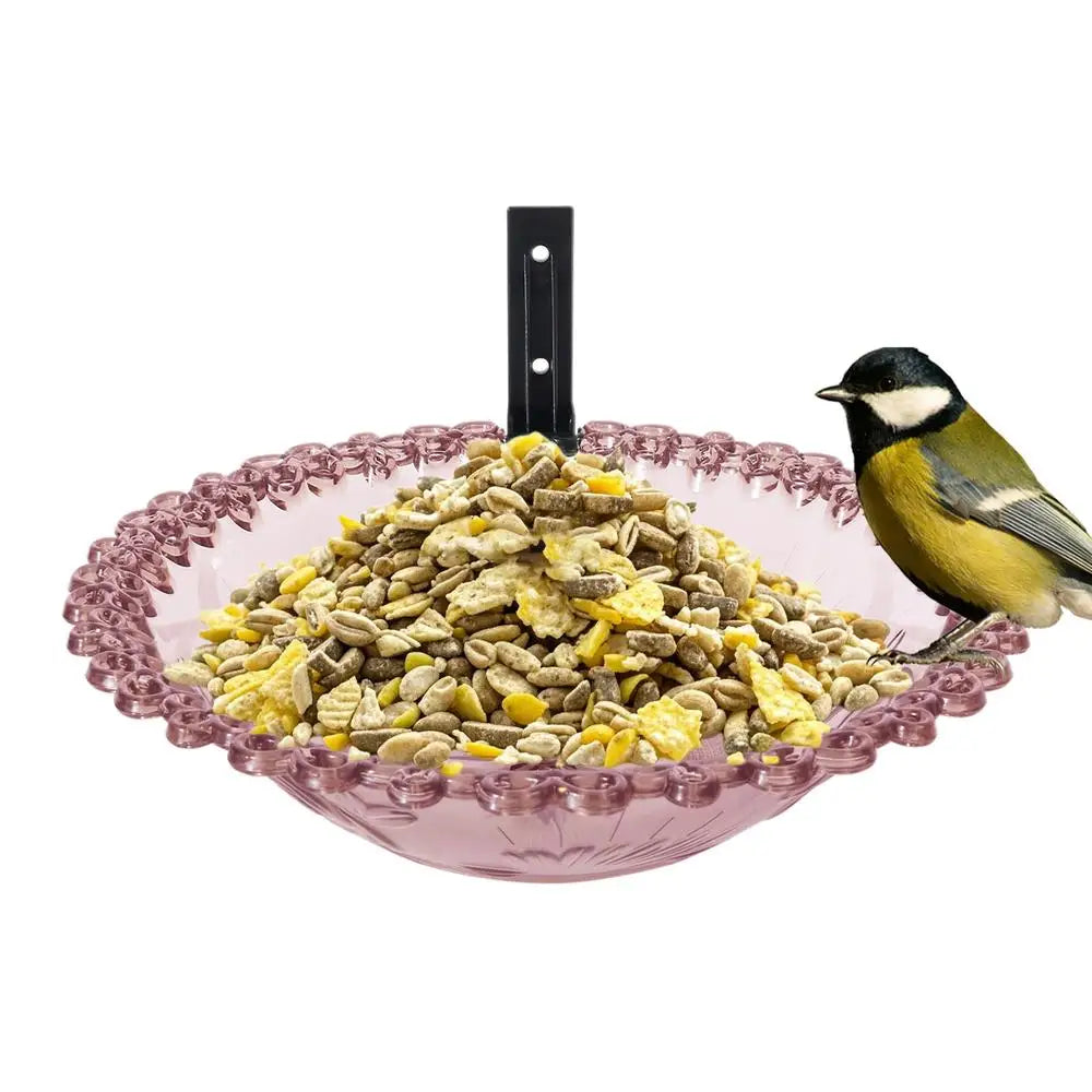 Garden Bird Bath 9 Inches Wall Mounted Outdoor Bird Bath Transparent Hangable Water Feeding Basin Flower-Shaped Statue For