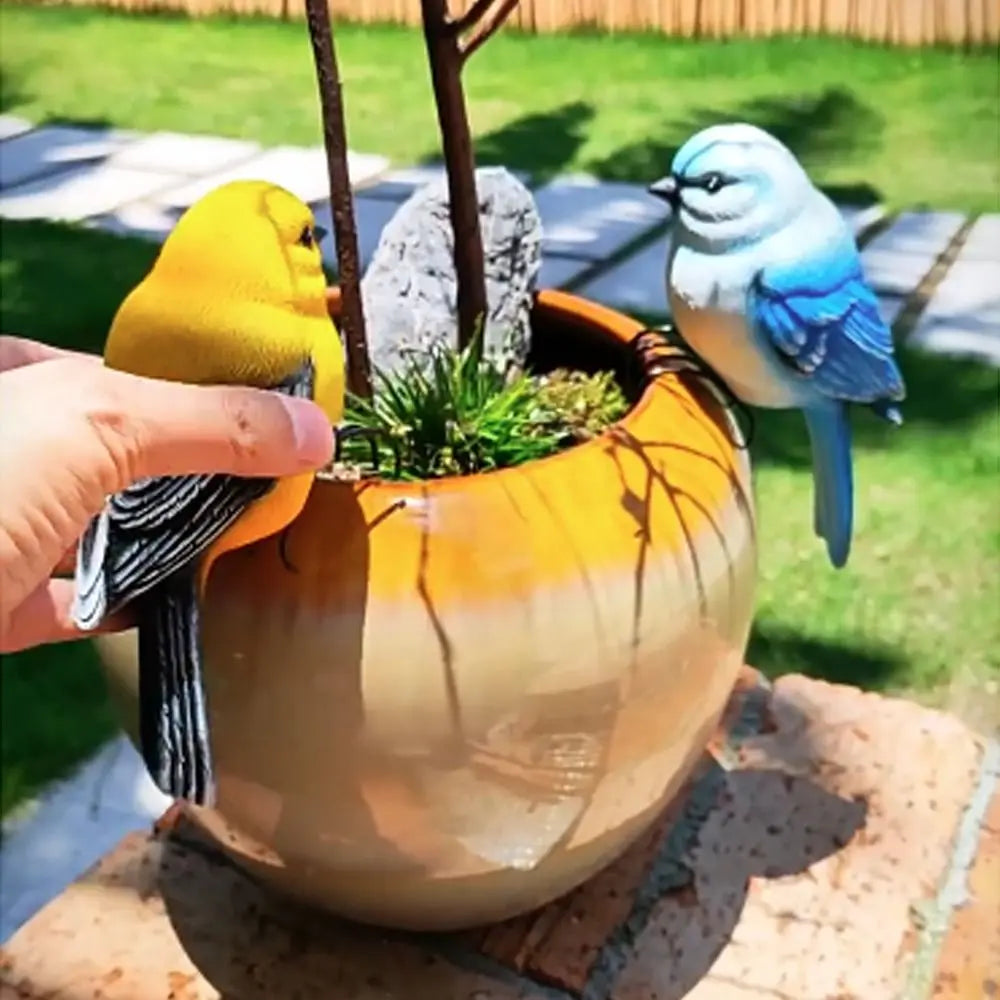 Garden Decor Resin Bird Ornament Decorative Cute Animal Statue Simulation Miniatures Sculpture Flower Pot