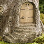 Full-Size Fairy Garden Birdbath Wood-Look Resin Landscape Accent For Home And Garden