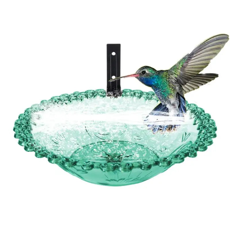 Garden Bird Bath 9 Inches Wall Mounted Outdoor Bird Bath Transparent Hangable Water Feeding Basin Flower-Shaped Statue For