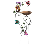 Bird Bath with Trellis Outdoor, Garden Trellis with Detachable Bird Bowl Metal Potted Plants Support for Climbing Flowers