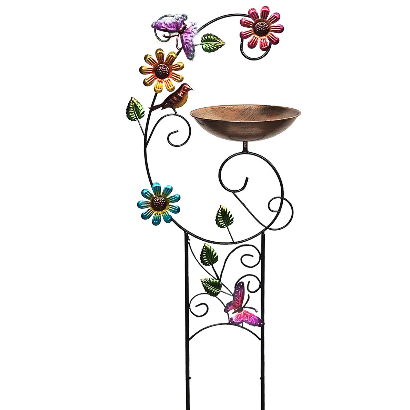 Bird Bath with Trellis Outdoor, Garden Trellis with Detachable Bird Bowl Metal Potted Plants Support for Climbing Flowers