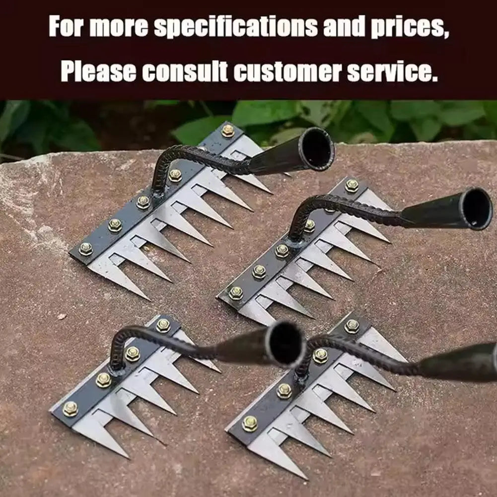 5/6/7/8 Teeth Garden Rakes Weeding Tool Hand Agricultural Nail Harrow Metal Harrow Effortless Soil Turning Farming Tools