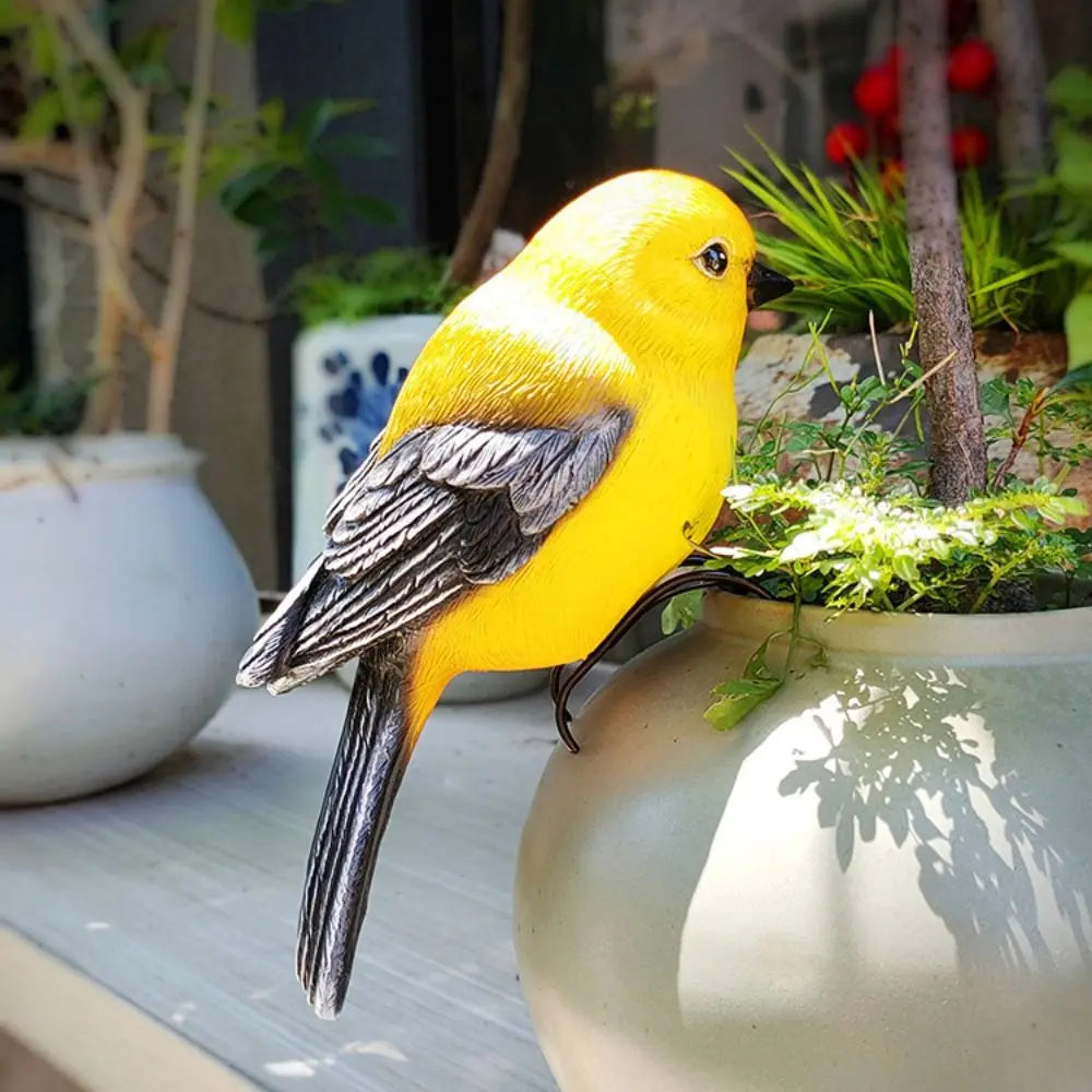 Garden Decor Resin Bird Ornament Decorative Cute Animal Statue Simulation Miniatures Sculpture Flower Pot