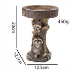 Garden Bird Bath Animal Raccoon Fox Puppy Cock Hedgehog Frog Sunflower Resin Bird Feeder Garden Decoration Outdoor