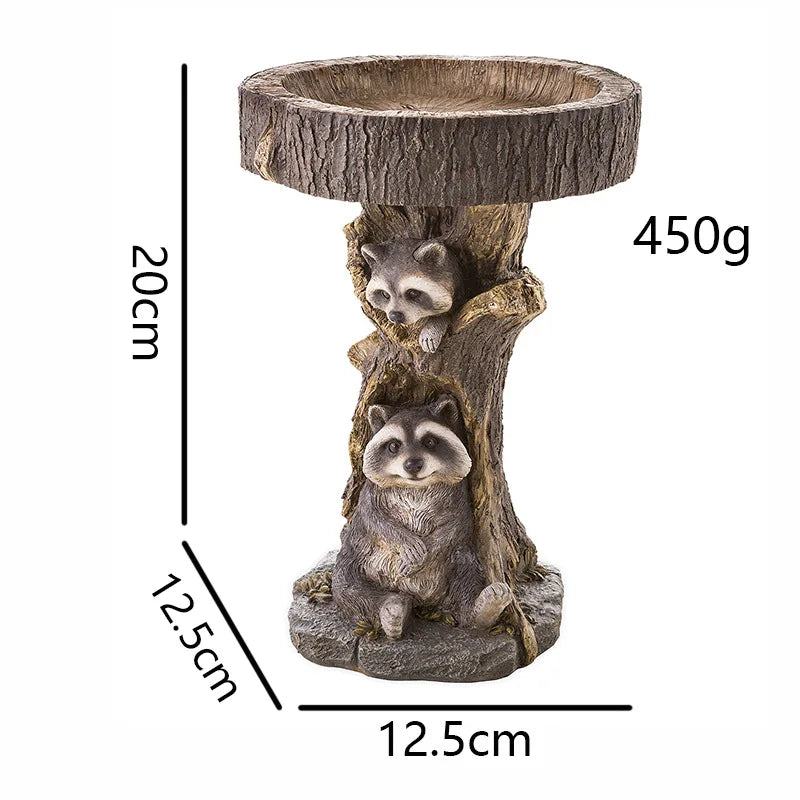 Garden Bird Bath Animal Raccoon Fox Puppy Cock Hedgehog Frog Sunflower Resin Bird Feeder Garden Decoration Outdoor