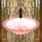 Garden Bird Bath 9 Inches Wall Mounted Outdoor Bird Bath Transparent Hangable Water Feeding Basin Flower-Shaped Statue For