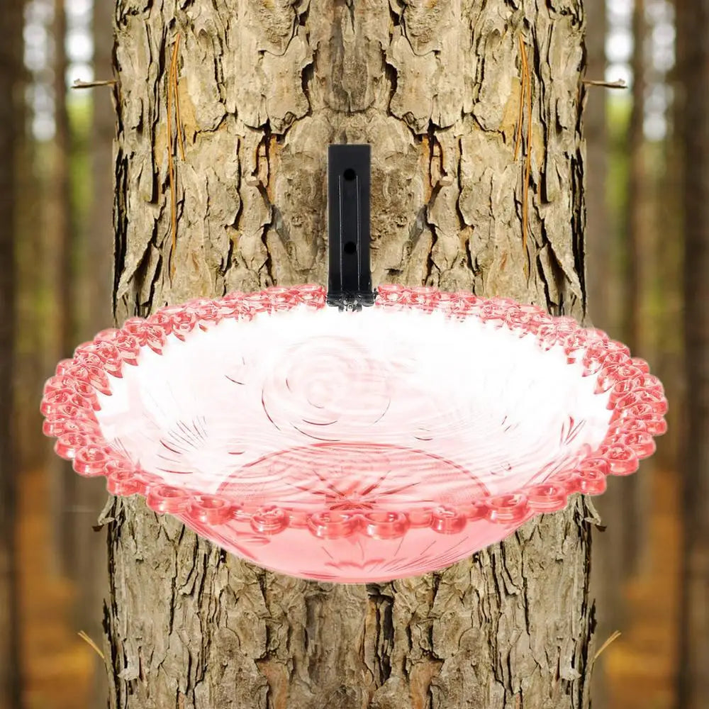 Garden Bird Bath 9 Inches Wall Mounted Outdoor Bird Bath Transparent Hangable Water Feeding Basin Flower-Shaped Statue For