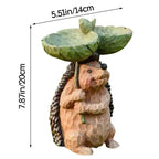 Garden Bird Bath Animal Raccoon Fox Puppy Cock Hedgehog Frog Sunflower Resin Bird Feeder Garden Decoration Outdoor